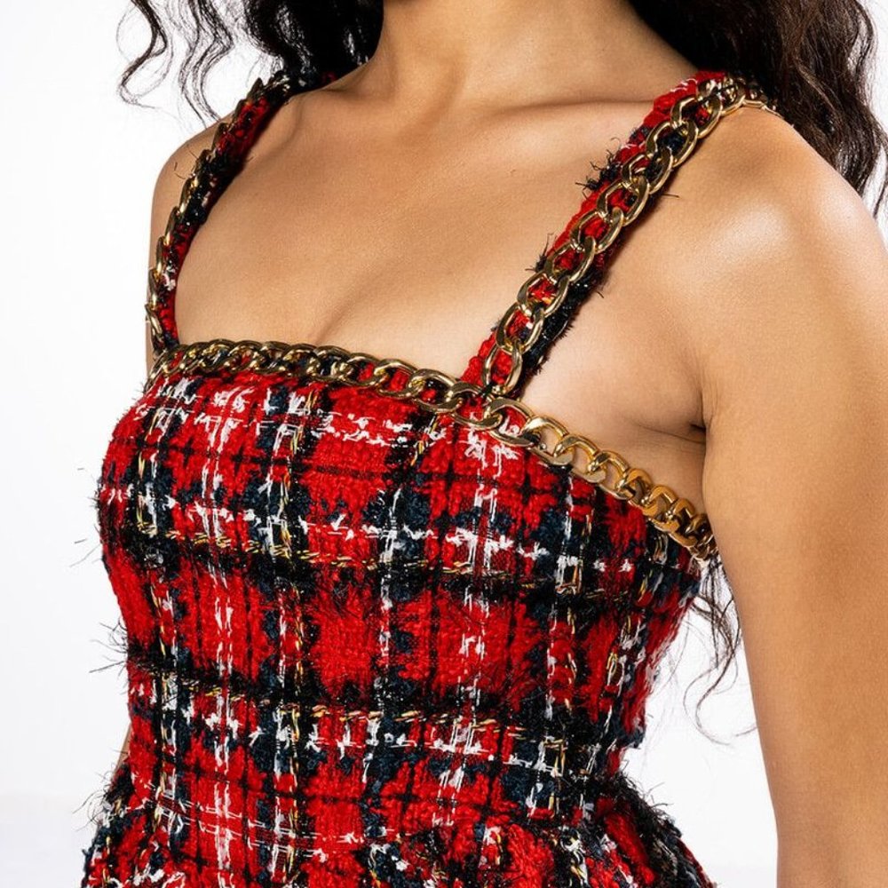 Callie unChained and Twirling in Tweed: Plaid Mini Dress Large
